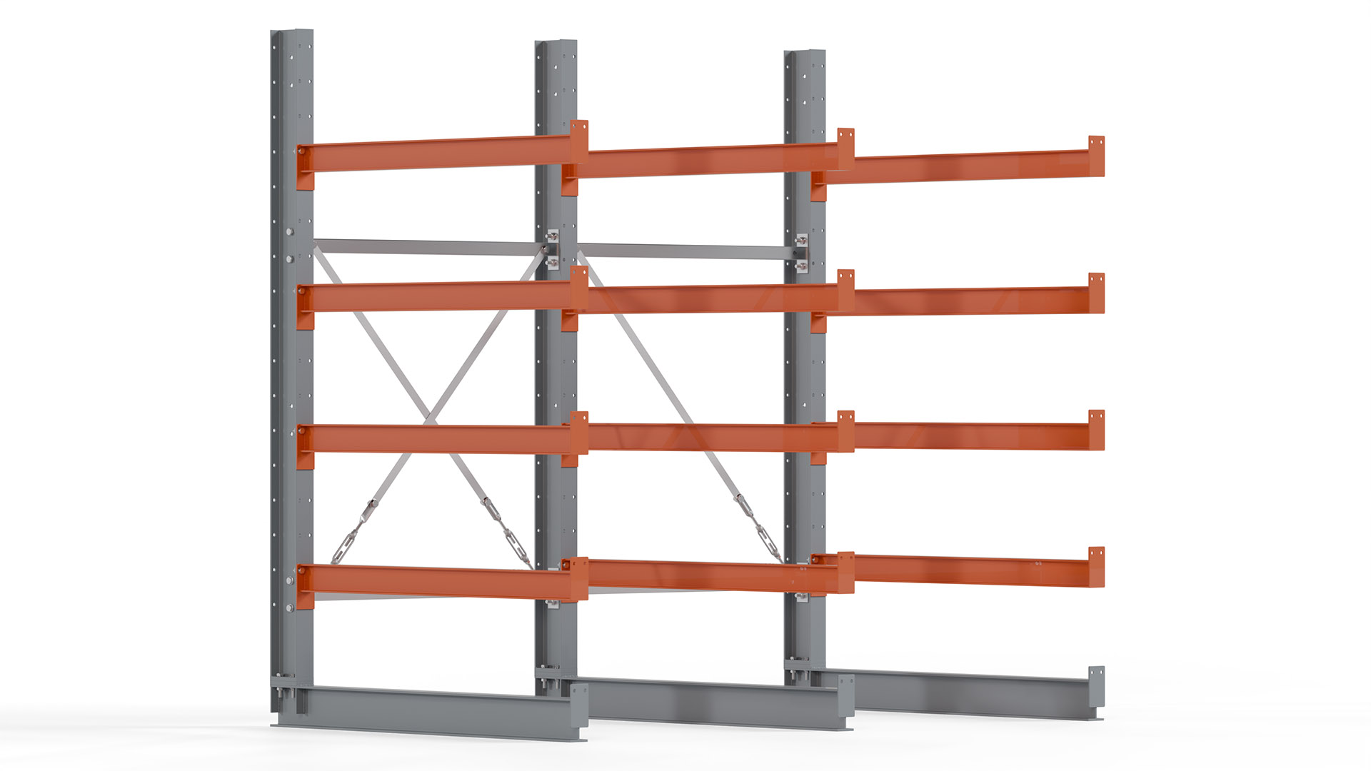 Kragarmregal KARL basic - lackiert - Breite: 200 cm - Höhe: 200 cm - Tiefe: 120 cm - Traglast je Kragarm: 370 kg - einseitig