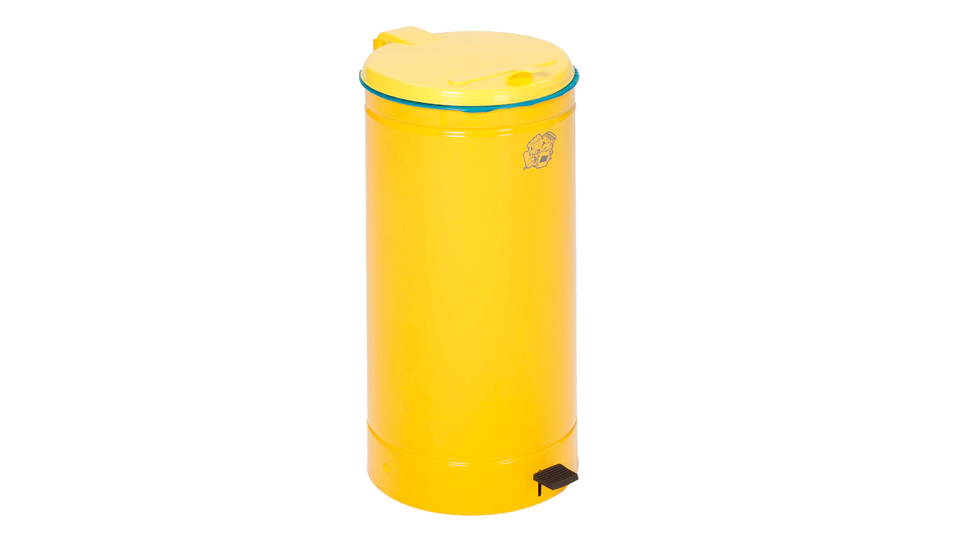 Tretabfallsammler, fußbetätigt, Stahlblech, Volumen 60 Liter, Durchm. 450 mm, Höhe 700 mm, Behälter gelb, Deckel gelb