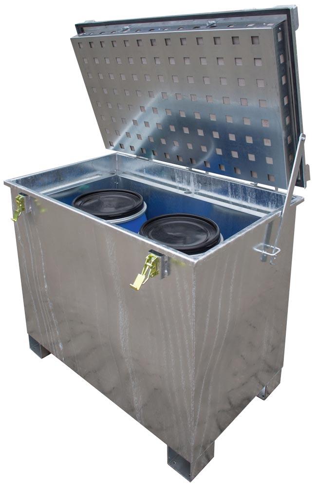 Lithium-Ionen-Lagerbehälter BxTxH 800x1200x1000 mm, 340 Liter, verzinkt