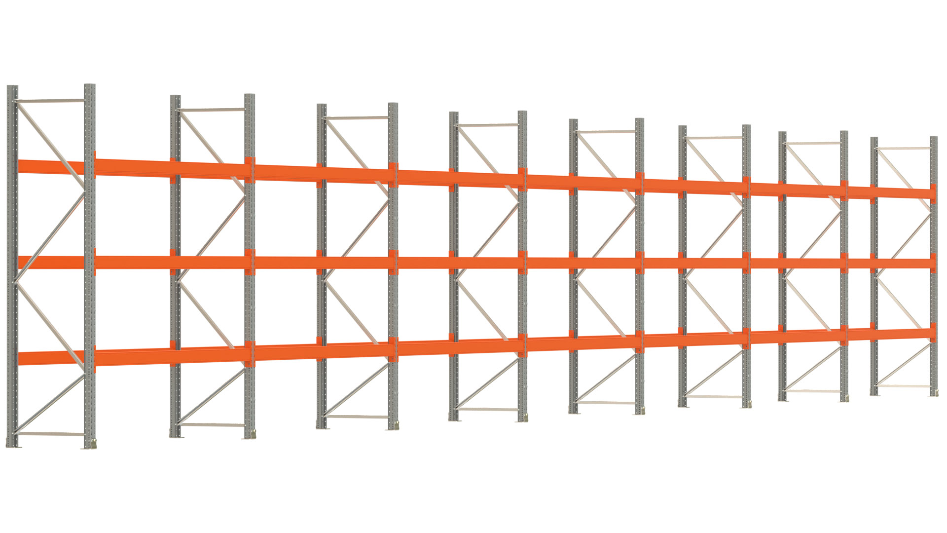 Palettenregal ARTUS - Breite 1958 cm - Höhe 300 cm - Tiefe 80 cm - Fachlast 2000 kg - 56 Palettenstellplätze
