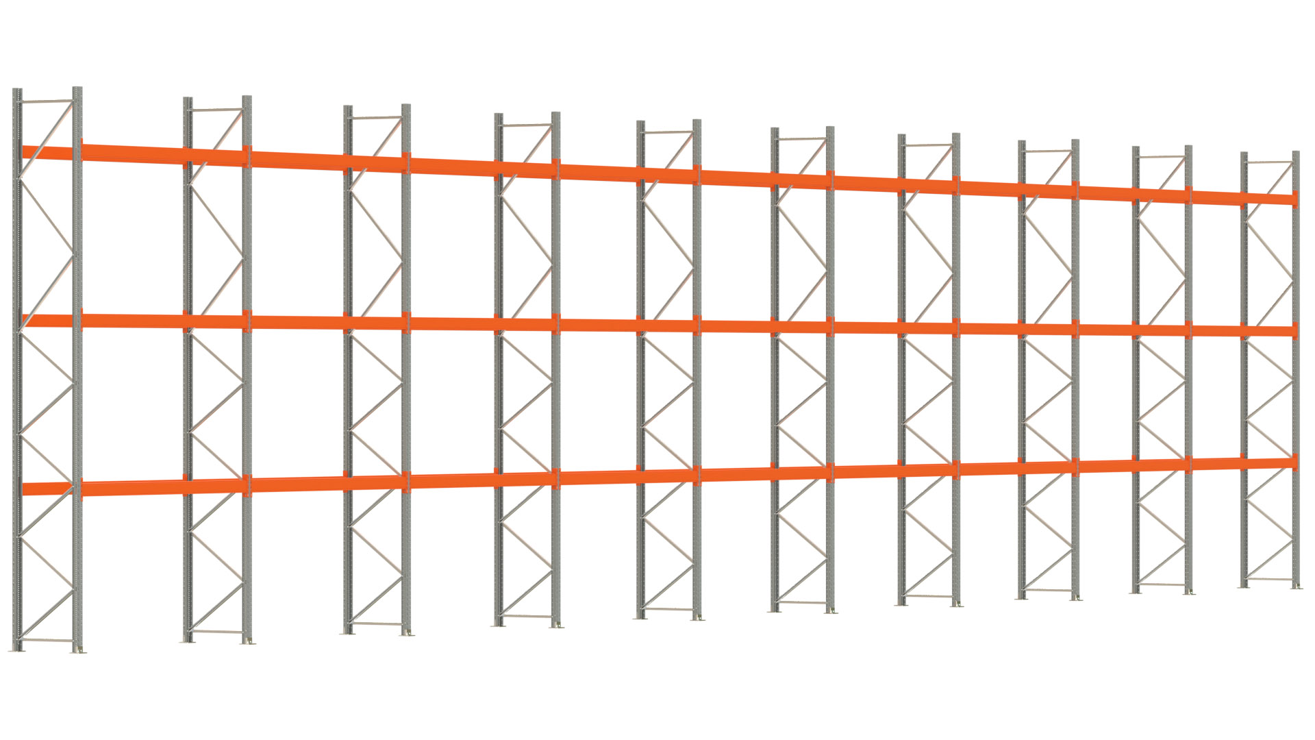 Palettenregal ARTUS - Breite 2515 cm - Höhe 550 cm - Tiefe 80 cm - Fachlast 2770 kg - 72 Palettenstellplätze
