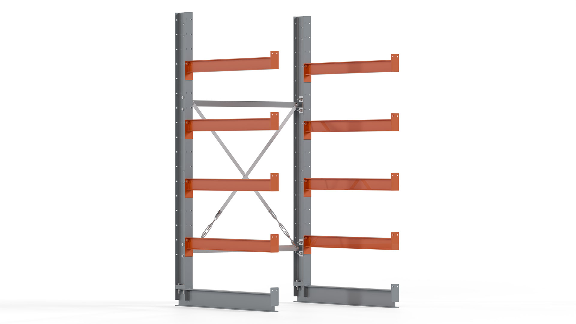 Kragarmregal KARL basic - lackiert - Breite: 100 cm - Höhe: 200 cm - Tiefe: 100 cm - Traglast je Kragarm: 450 kg - einseitig