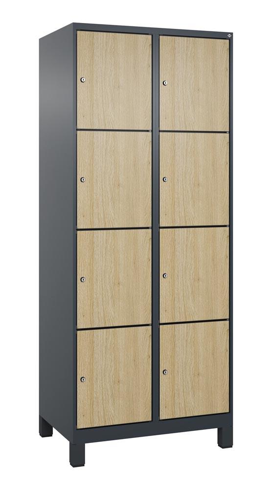 Fächerschrank mit MDF Türen, Breite 80 cm, Höhe 195 cm, Tiefe 50 cm, 8 Fächer