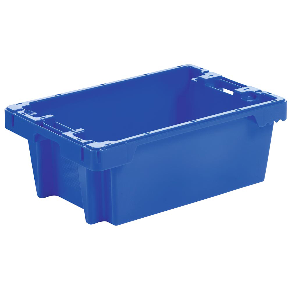 Drehstapelbehälter, m. Bodenlochung,  BxTxH 600x400x225 mm, blau, VE 2 Stück