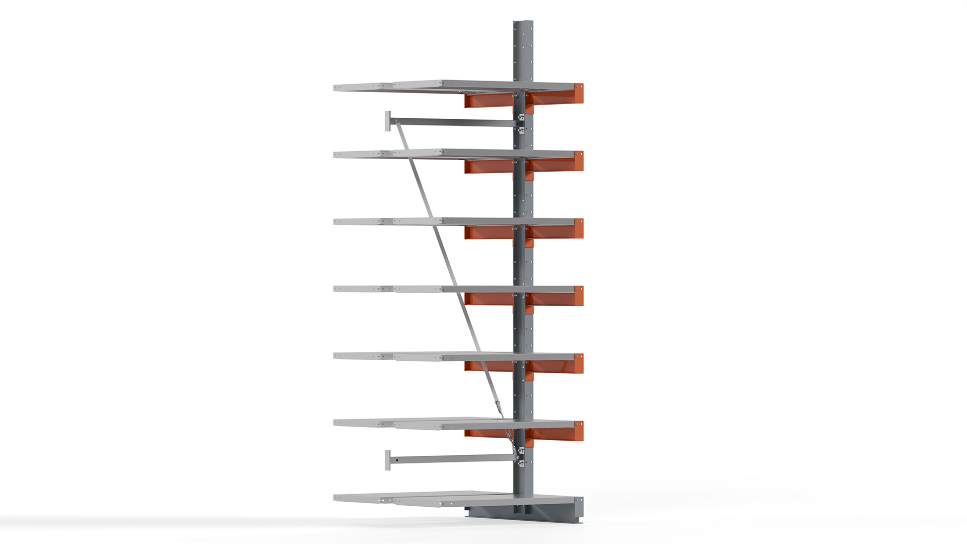 Kragarmregal KARL basic - Anbaufeld - Breite: 100 cm - Höhe: 300 cm - Tiefe: 112 cm - Traglast je Arm: 870 kg - doppelseitig