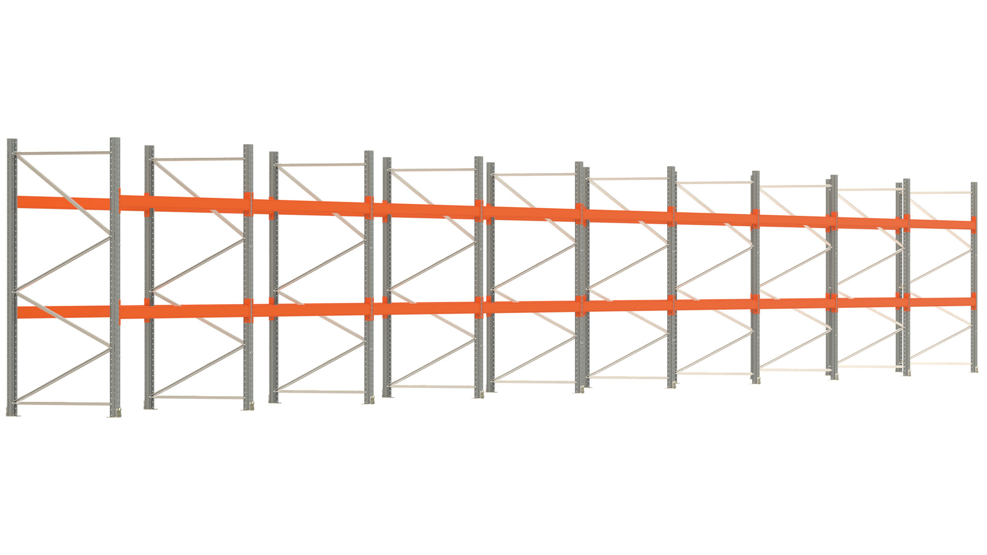 Palettenregal ARTUS - Breite 2515 cm - Höhe 250 cm - Tiefe 110 cm - Fachlast 2000 kg - 81 Palettenstellplätze