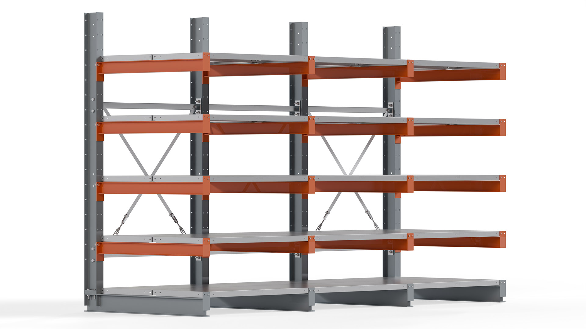 Kragarmregal KARL basic - lackiert - Breite: 300 cm - Höhe: 200 cm - Tiefe: 100 cm - Traglast je Kragarm: 450 kg - einseitig
