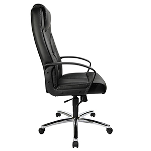 Bürostuhl, Chefsessel, Sitz-BxTxH 530x500x430-530 mm, Lehnenh. 740 mm, Wippmechanik, Muldensitz, Kunstleder schwarz, inkl. Armlehnen