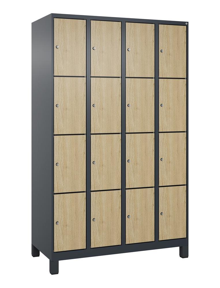 Fächerschrank mit MDF Türen, Breite 120 cm, Höhe 195 cm, Tiefe 50 cm, 16 Fächer