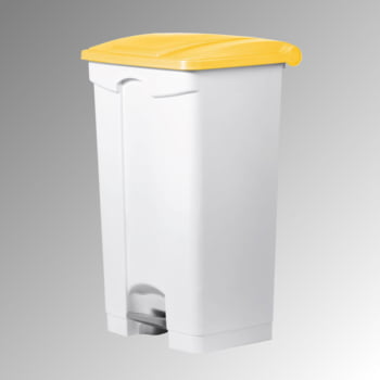 Wertstoffsammler aus Kunststoff - Volumen 90 l - 820 x 500 x 410 mm (HxBxT) - Behälter weiß - Deckel gelb