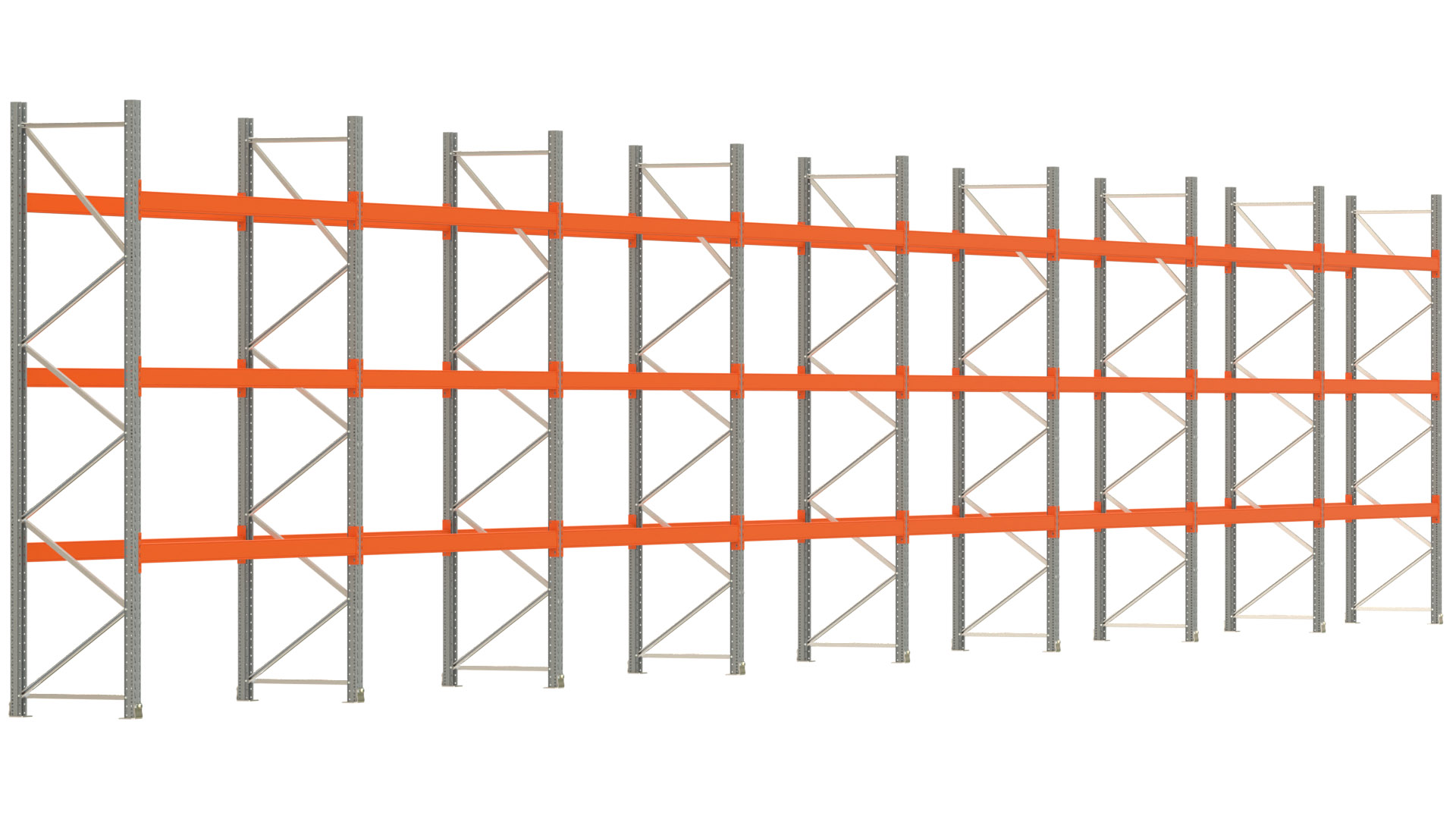 Palettenregal ARTUS - Breite 2236,5 cm - Höhe 350 cm - Tiefe 80 cm - Fachlast 2000 kg - 64 Palettenstellplätze