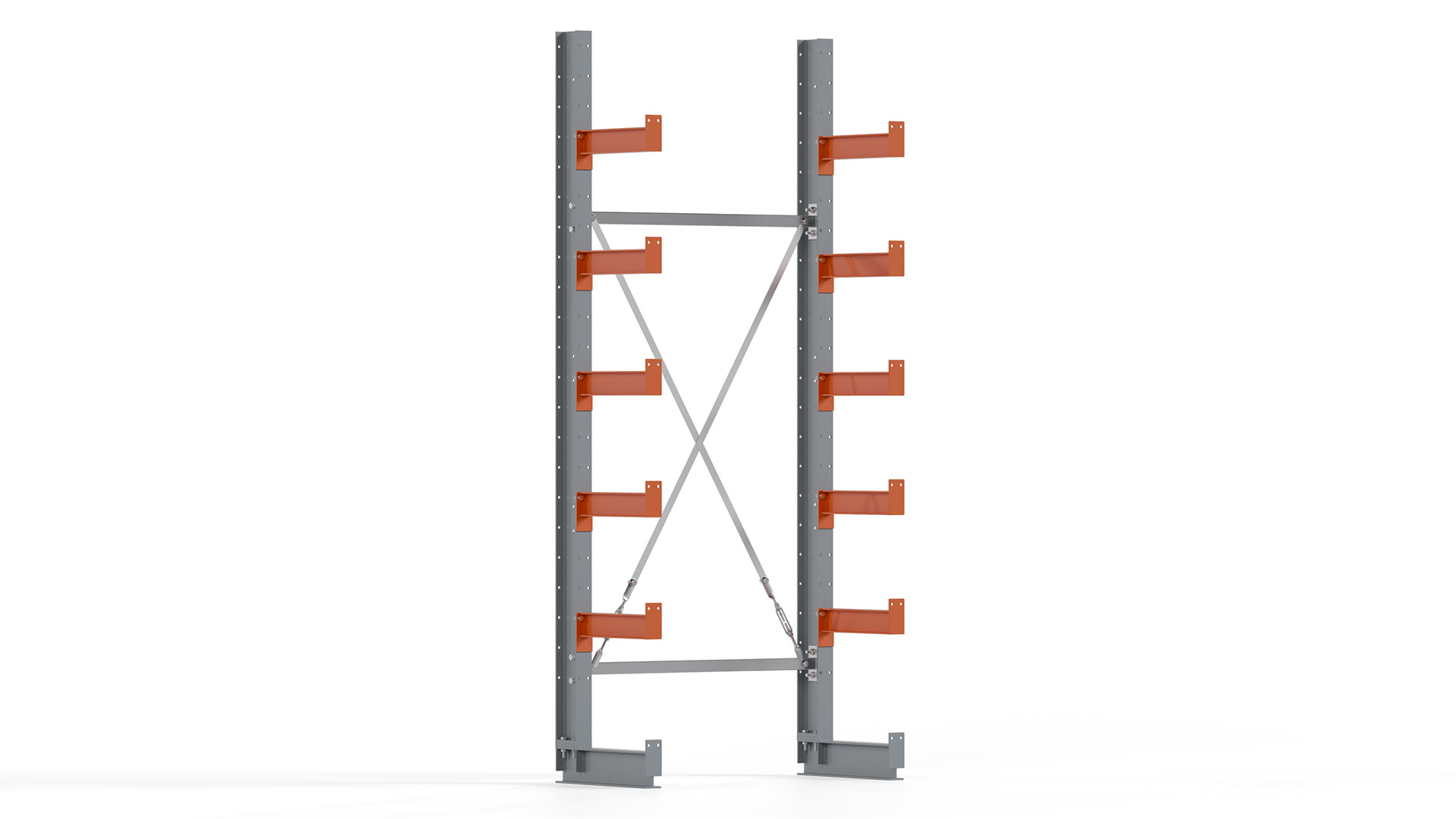 Kragarmregal KARL basic - lackiert - Breite: 100 cm - Höhe: 250 cm - Tiefe: 40 cm - Traglast je Kragarm: 1100 kg - einseitig