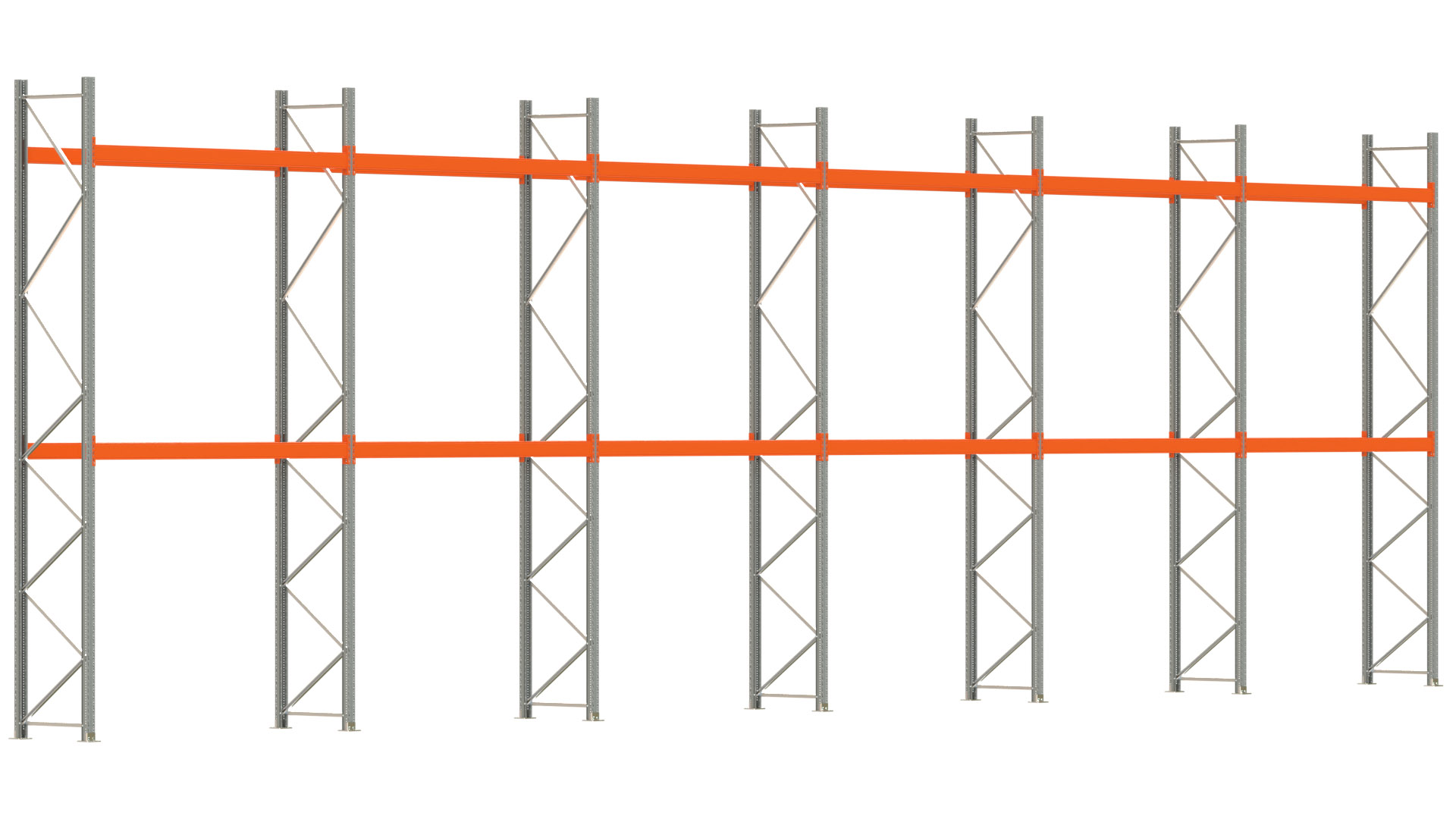 Palettenregal ARTUS - Breite 1679,5 cm - Höhe 500 cm - Tiefe 80 cm - Fachlast 3000 kg - 36 Palettenstellplätze