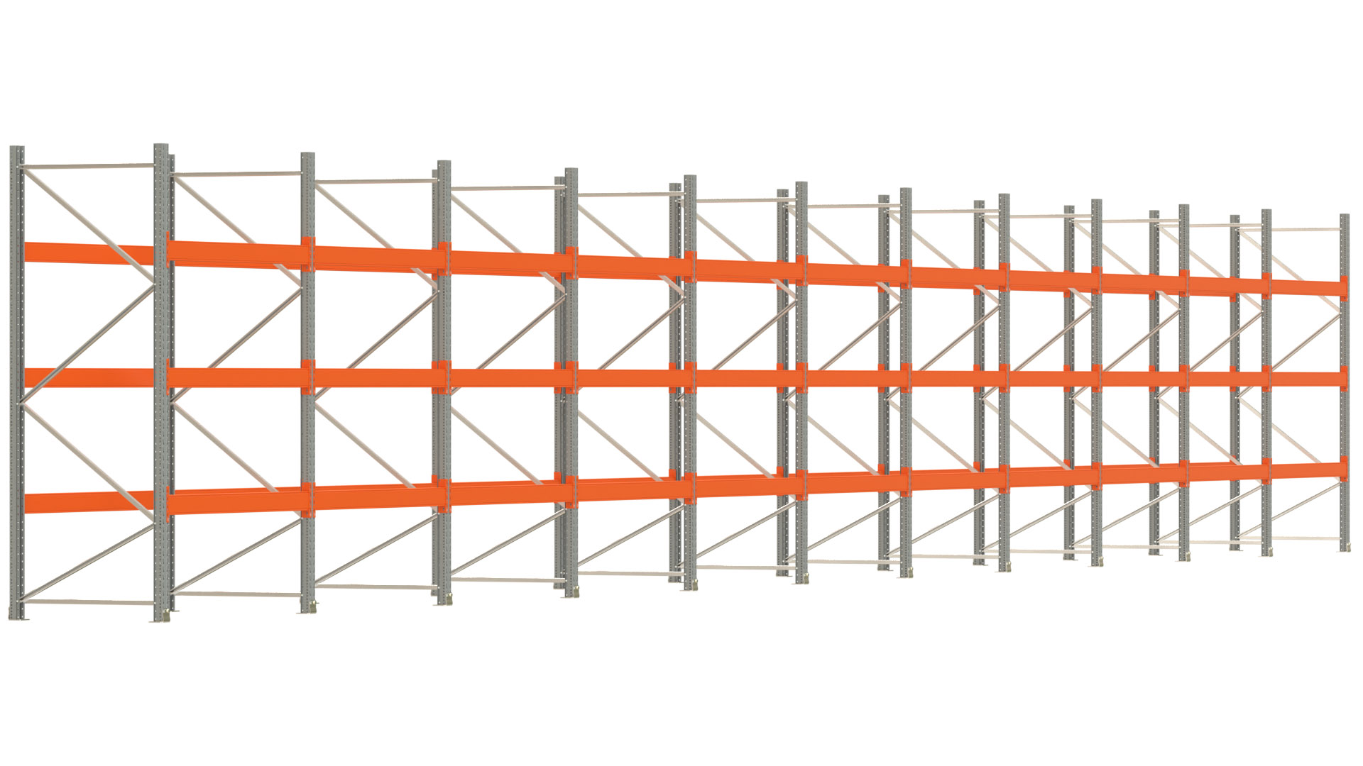 Palettenregal ARTUS - Breite 2192 cm - Höhe 300 cm - Tiefe 110 cm - Fachlast 2000 kg - 88 Palettenstellplätze