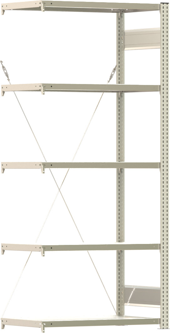 Fachbodenregal BERT - Breite: 87,5 cm - Tiefe: 50 cm - Höhe: 200 cm - 5 Böden - Anbauregal