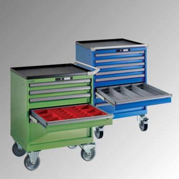 Lista Schubladenschrank - fahrbar - 14.245.020 - 890 x 564 x 572 mm (HxBxT) - 6 Schubladen - 75 kg - Key Lock - lichtgrau (RAL 7035)