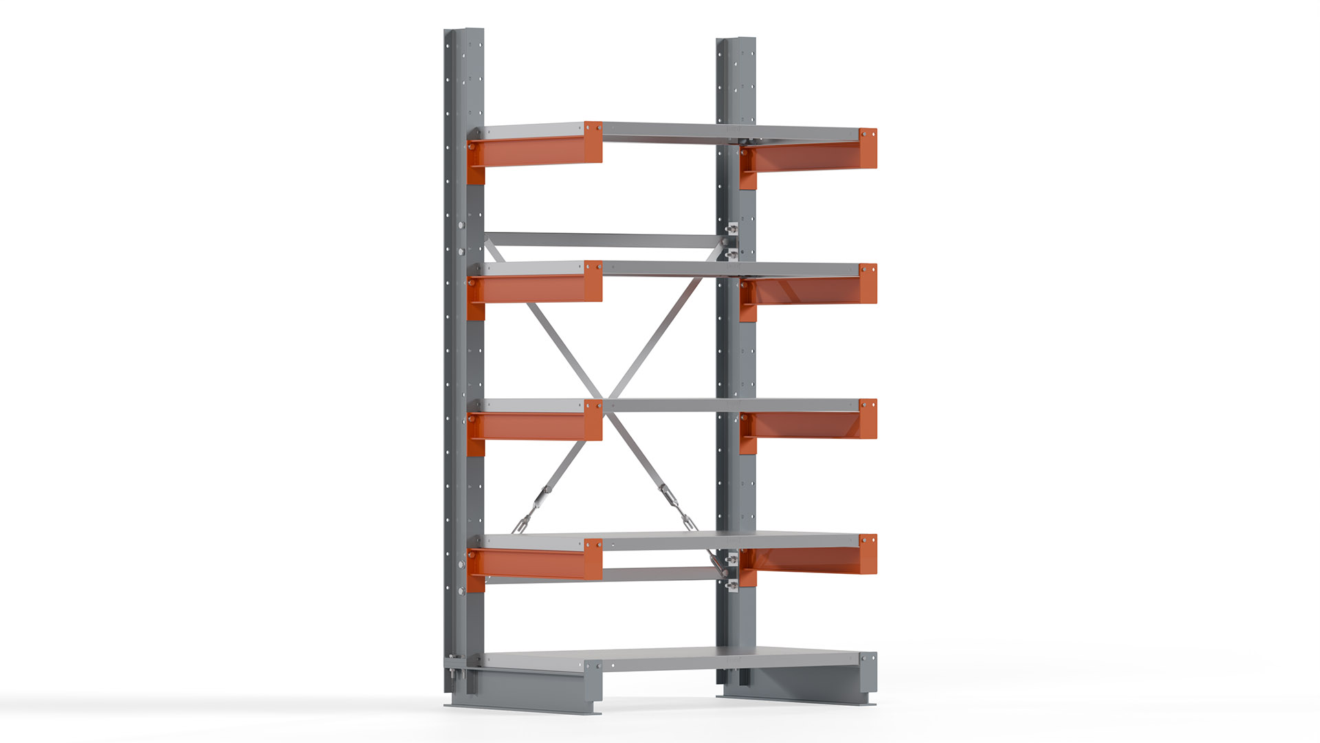 Kragarmregal KARL basic - lackiert - Breite: 100 cm - Höhe: 200 cm - Tiefe: 60 cm - Traglast je Kragarm: 730 kg - einseitig