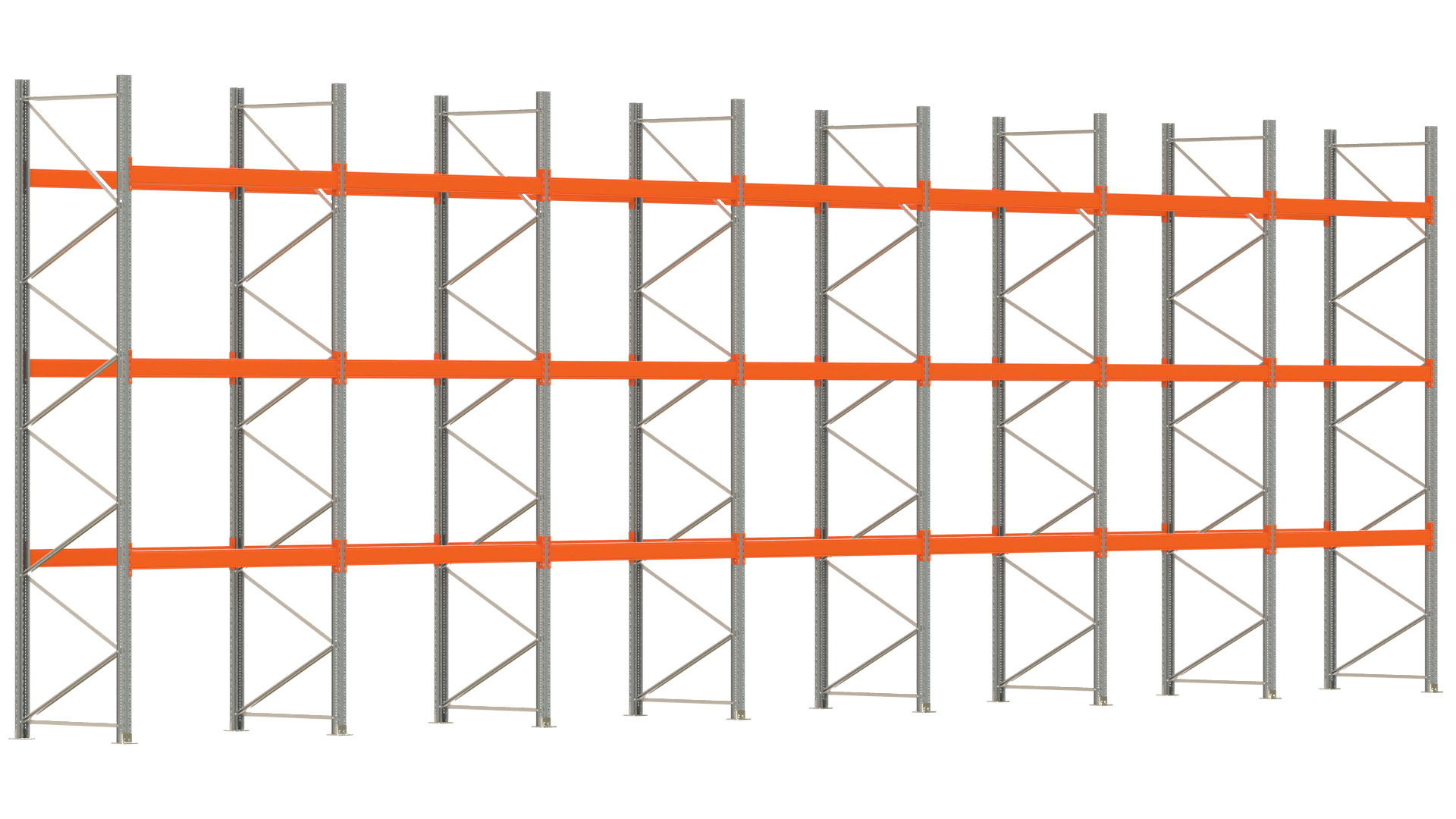 Palettenregal ARTUS - Breite 1398 cm - Höhe 450 cm - Tiefe 110 cm - Fachlast 3000 kg - 56 Palettenstellplätze