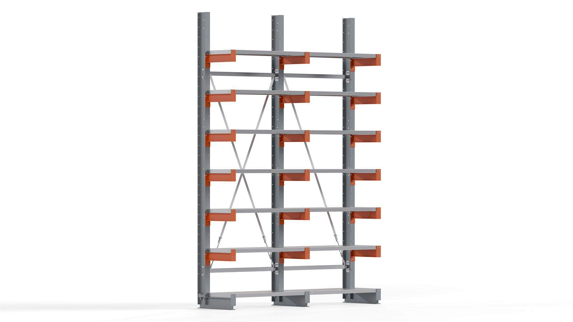 Kragarmregal KARL basic - lackiert - Breite: 200 cm - Höhe: 300 cm - Tiefe: 40 cm - Traglast je Kragarm: 1100 kg - einseitig