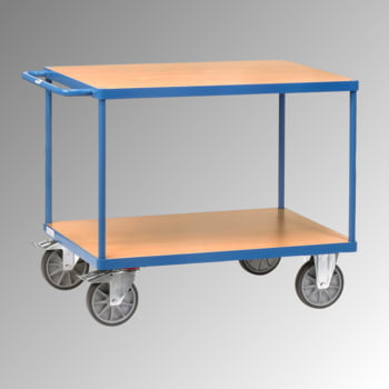 Fetra - Tischwagen - 600 kg - Ladefläche 800 x 1.200 mm - 2 Etagen - Holzböden - Griff waagerecht