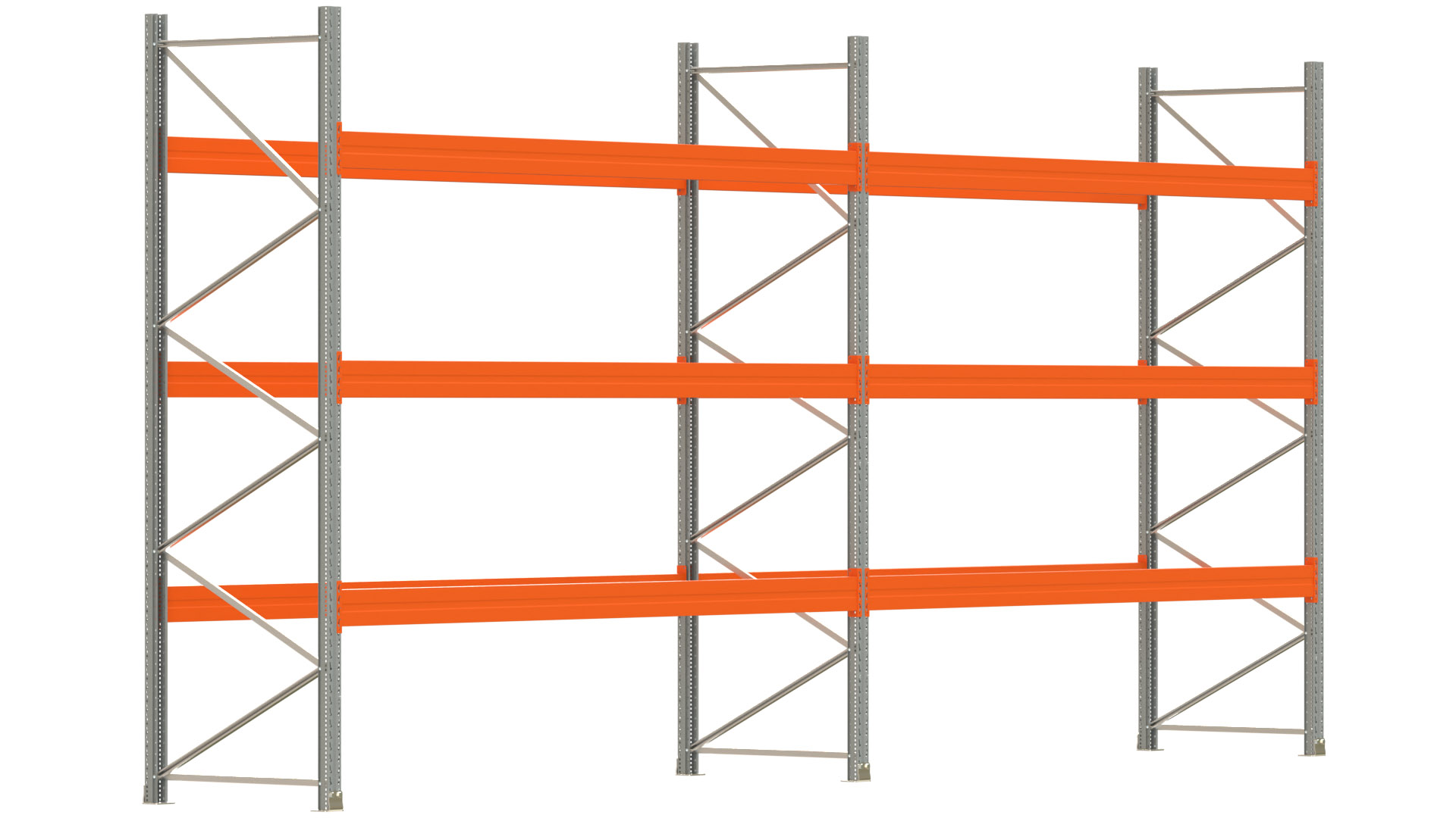 Palettenregal ARTUS - Breite 745,5 cm - Höhe 350 cm - Tiefe 110 cm - Fachlast 3000 kg - 32 Palettenstellplätze