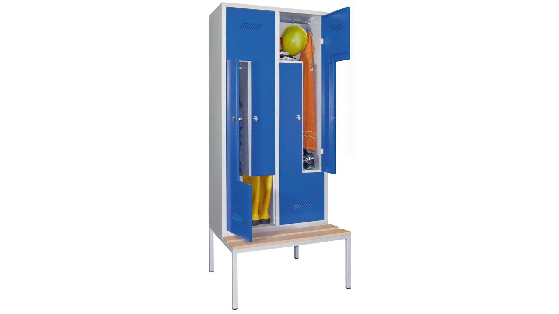 Z-Spind, Breite 80 cm, Höhe 210 cm, Tiefe 80 cm, 4 Abteile