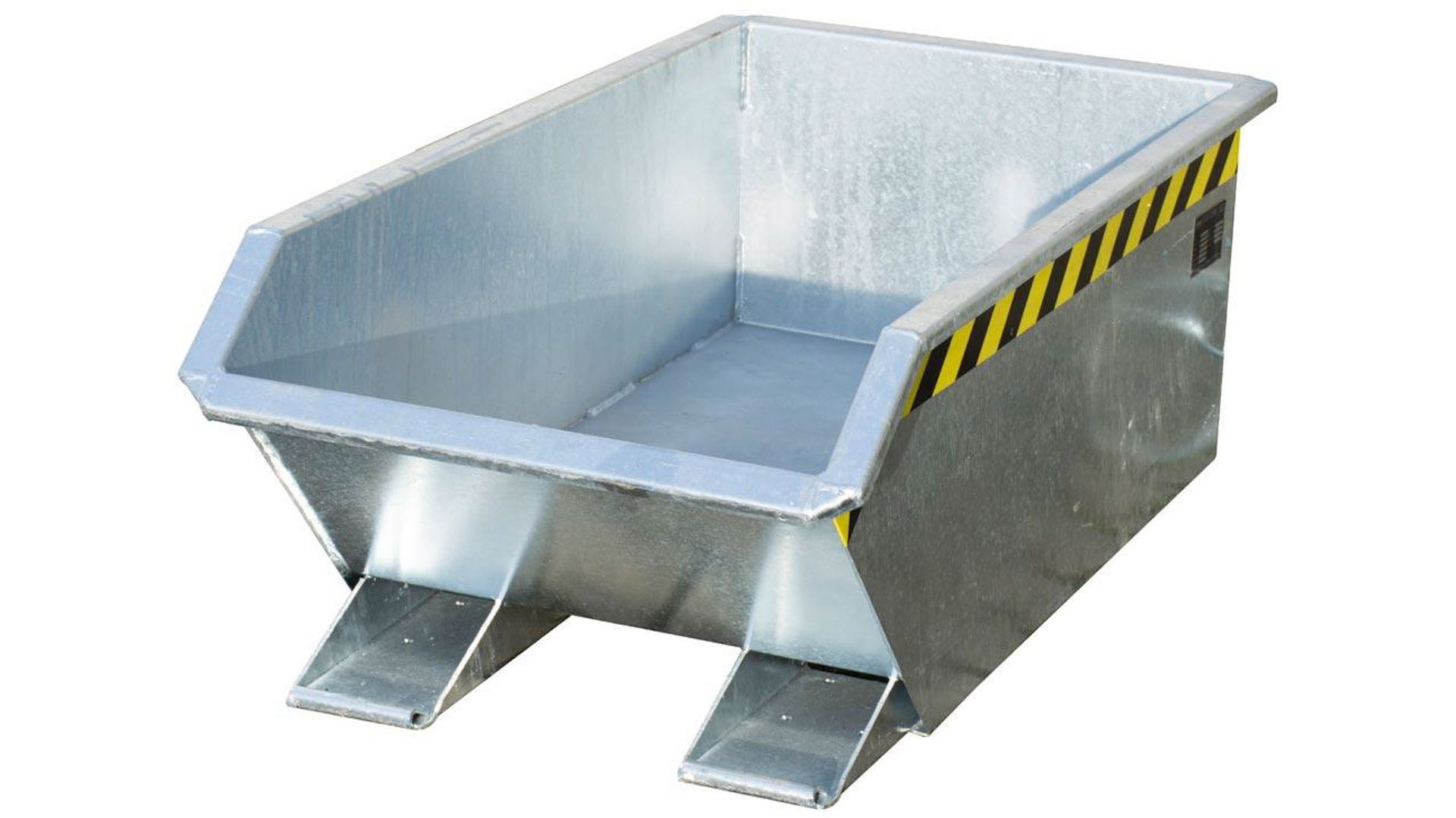 Kippmulde, Kippbehälter - niedrig - Volumen 230 l - Tragkraft 750 kg - 450 x 680 x 1.385 mm (HxBxT) - verzinkt