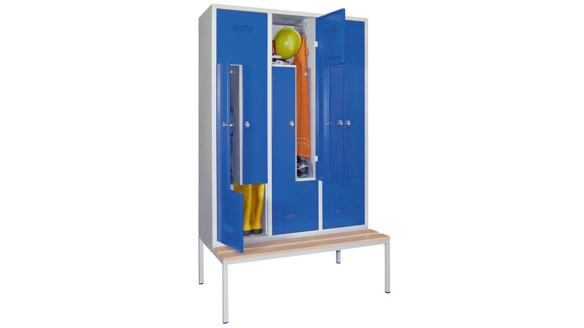 Z-Spind, Breite 100 cm, Höhe 210 cm, Tiefe 80 cm, 6 Abteile