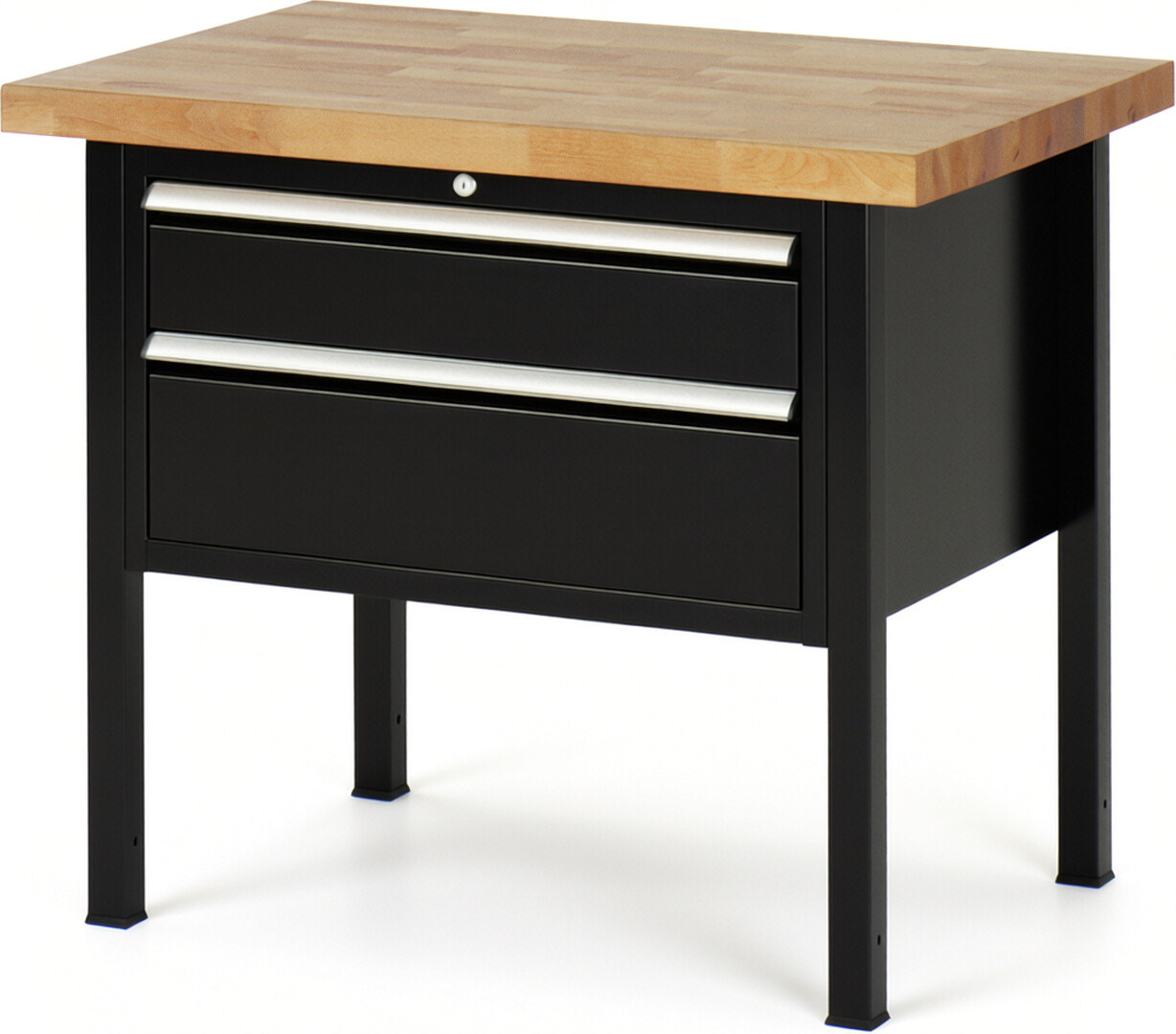 RAU Werkbank schwarz - Breite 100 cm - Tiefe 70 cm - Höhe 104 cm - Buche-Massiv Arbeitsplatte 40 mm