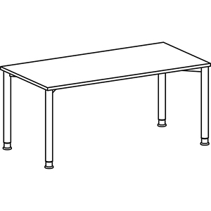 Schreibtisch, BxTxH 1600x800x680-800 mm, höhenverstellbar, Platte ahorn, Rundrohrgestell silber