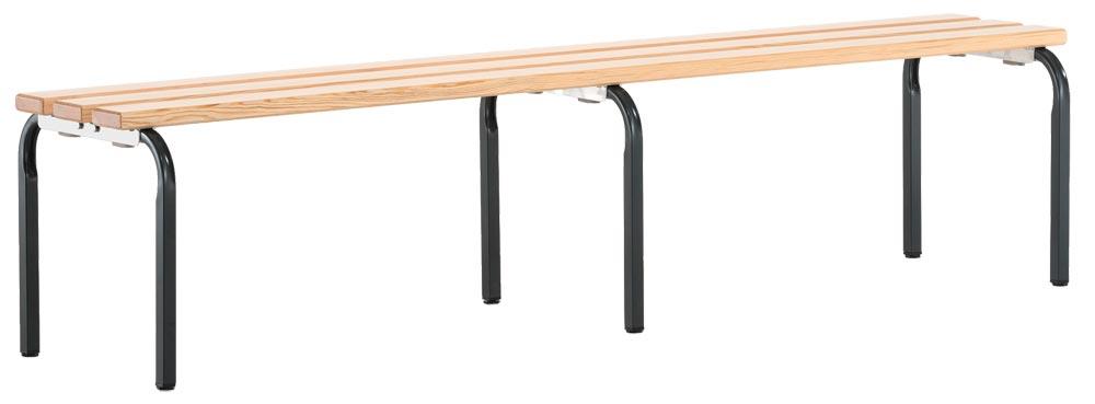 Stapelbare Sitzbank, Holzleisten, TxH 450x450 mm, Länge 1500 mm, RAL 7016