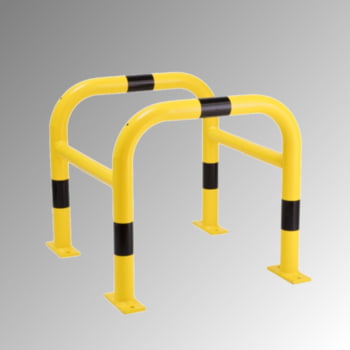 Säulen Rammschutz - Höhe 600 mm - quadratisch - Breite / Tiefe 720 mm - kunststoffbeschichtet - gelb / schwarz
