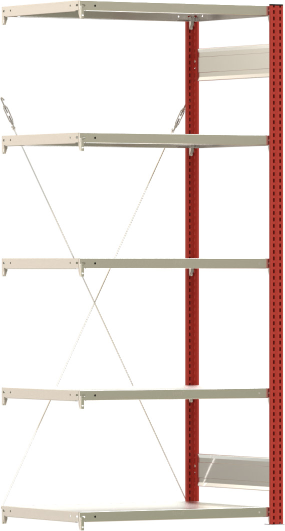 Fachbodenregal BERT - Breite: 87,5 cm - Tiefe: 60 cm - Höhe: 200 cm - 5 Böden - Anbauregal