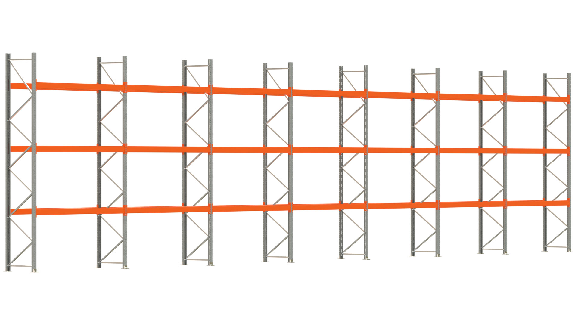 Palettenregal ARTUS - Breite 1958 cm - Höhe 450 cm - Tiefe 80 cm - Fachlast 2910 kg - 56 Palettenstellplätze