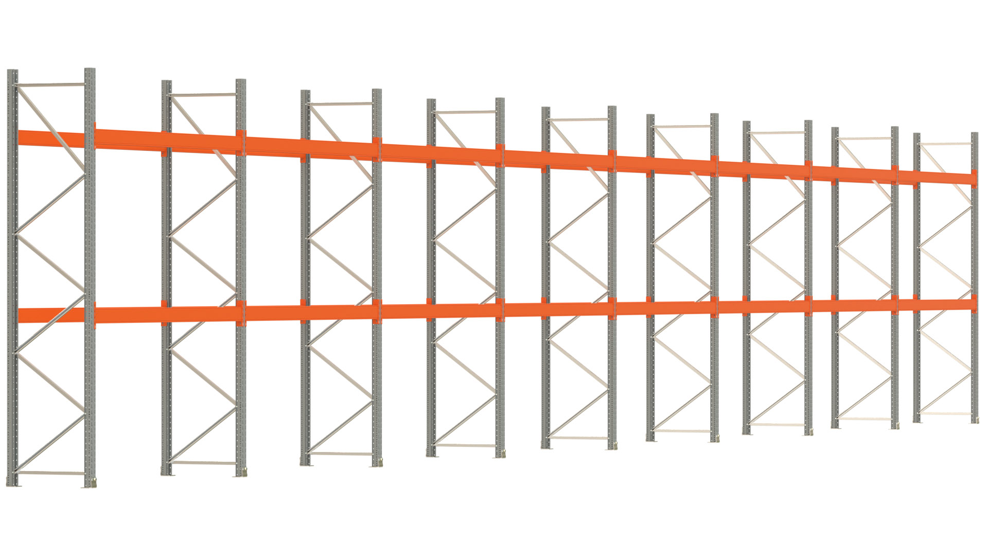 Palettenregal ARTUS - Breite 2236,5 cm - Höhe 350 cm - Tiefe 80 cm - Fachlast 3000 kg - 48 Palettenstellplätze