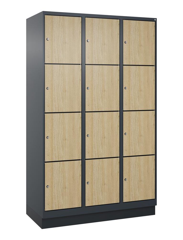 Fächerschrank mit MDF Türen, Breite 120 cm, Höhe 195 cm, Tiefe 50 cm, 12 Fächer