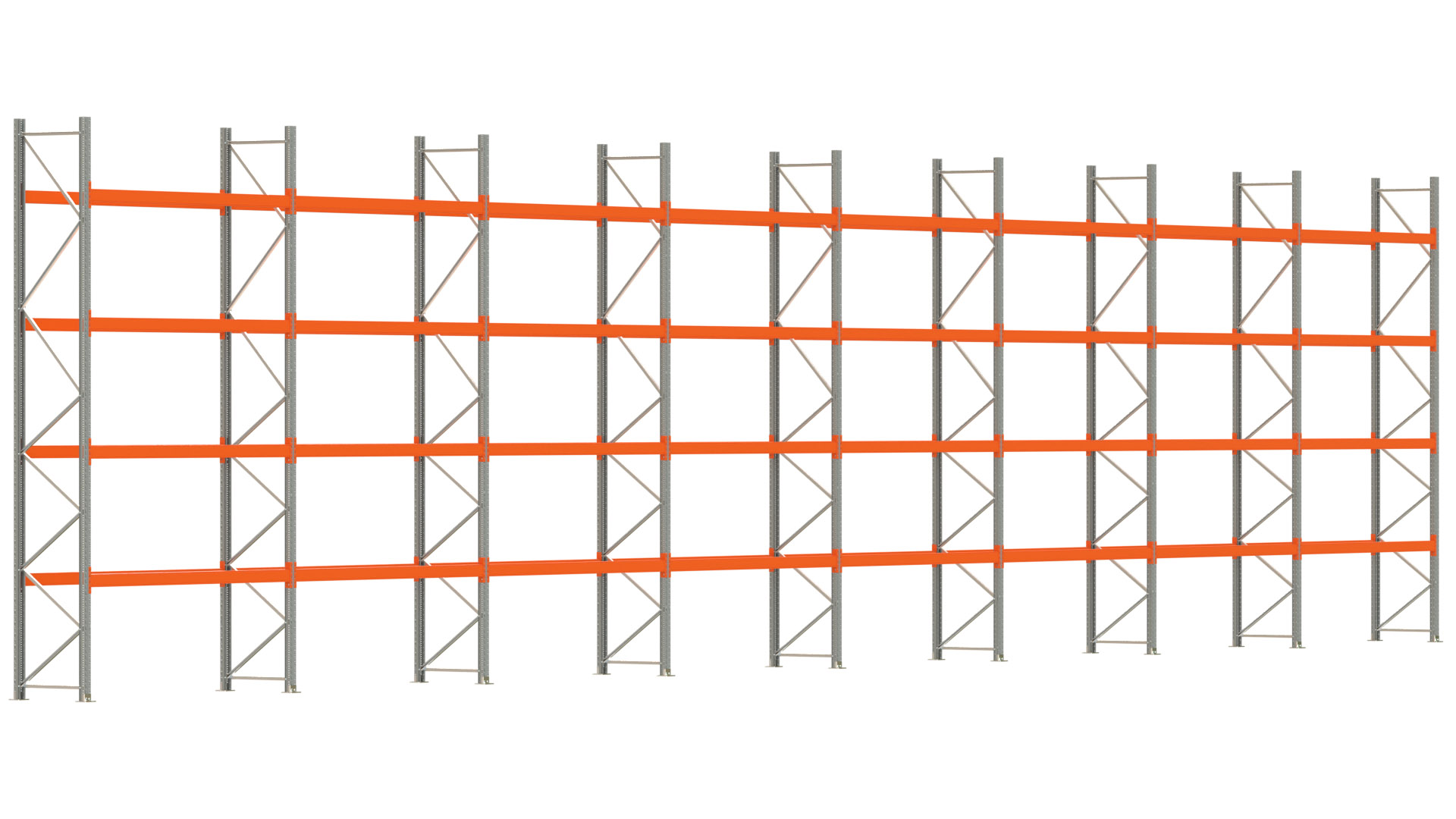 Palettenregal ARTUS - Breite 2236,5 cm - Höhe 500 cm - Tiefe 80 cm - Fachlast 2250 kg - 80 Palettenstellplätze
