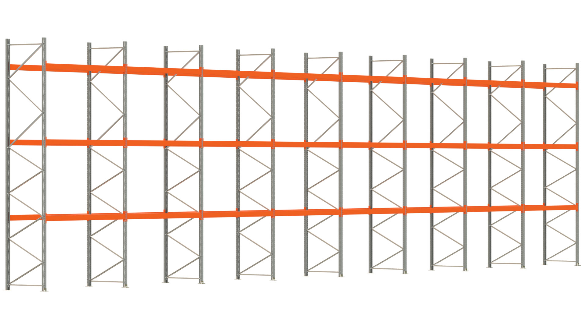 Palettenregal ARTUS - Breite 2236,5 cm - Höhe 550 cm - Tiefe 110 cm - Fachlast 2775 kg - 96 Palettenstellplätze