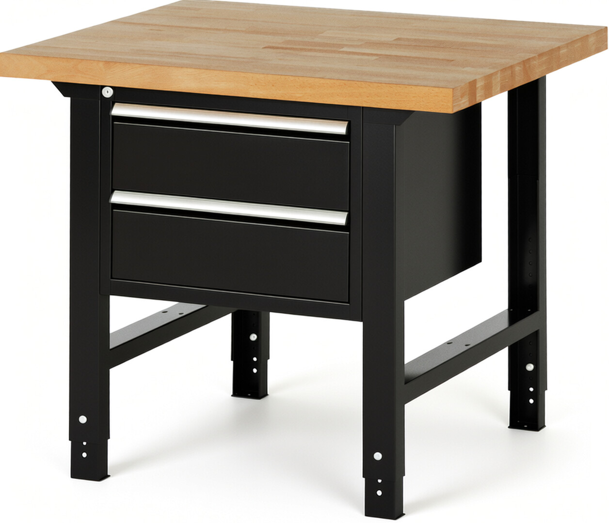 RAU Werkbank schwarz - Breite 100 cm - Tiefe 90 cm - Höhe 114 cm - Buche-Massiv Arbeitsplatte 40 mm