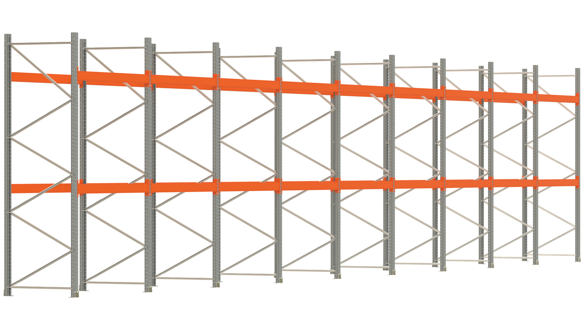 Palettenregal ARTUS - Breite 1795 cm - Höhe 350 cm - Tiefe 110 cm - Fachlast 2000 kg - 54 Palettenstellplätze