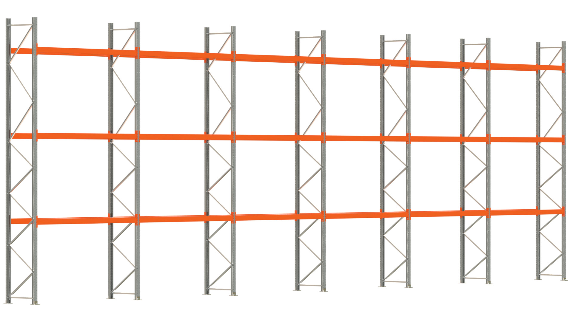 Palettenregal ARTUS - Breite 1679,5 cm - Höhe 550 cm - Tiefe 80 cm - Fachlast 2000 kg - 48 Palettenstellplätze