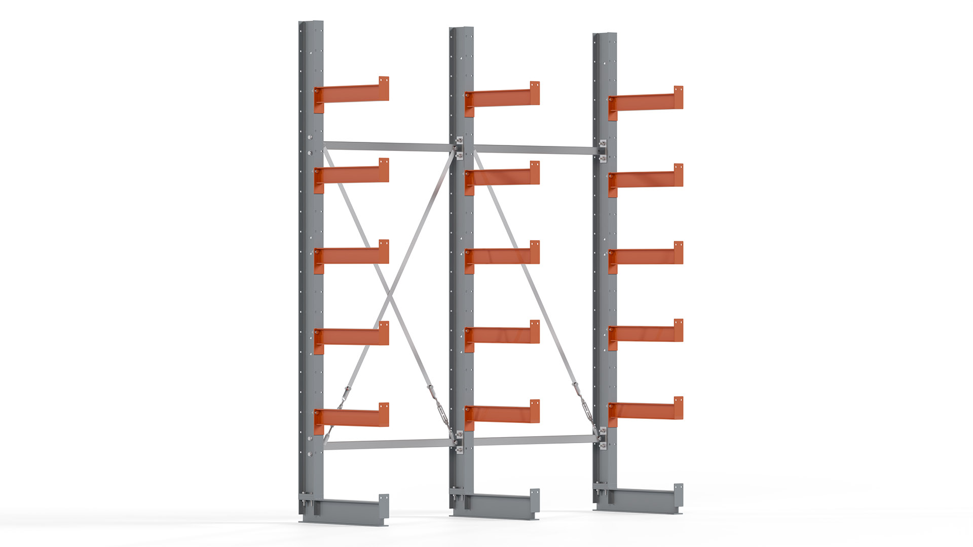 Kragarmregal KARL basic - lackiert - Breite: 200 cm - Höhe: 250 cm - Tiefe: 50 cm - Traglast je Kragarm: 870 kg - einseitig