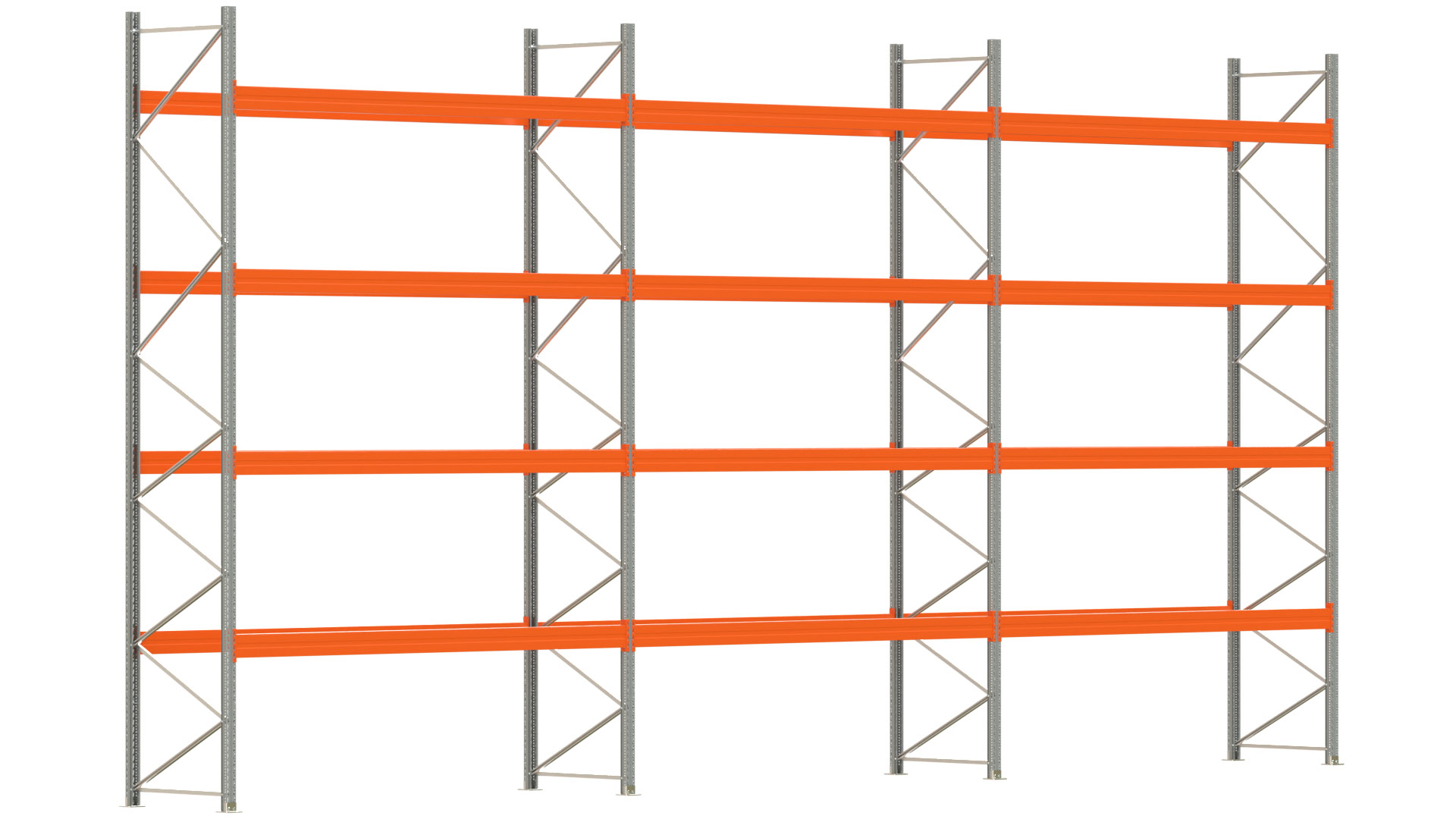 Palettenregal ARTUS - Breite 1114 cm - Höhe 550 cm - Tiefe 110 cm - Fachlast 2300 kg - 60 Palettenstellplätze