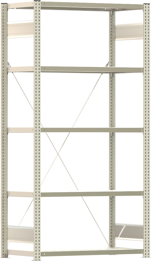 Fachbodenregal BERT - Breite: 100,5 cm - Tiefe: 50 cm - Höhe: 200 cm - 5 Böden - Grundregal