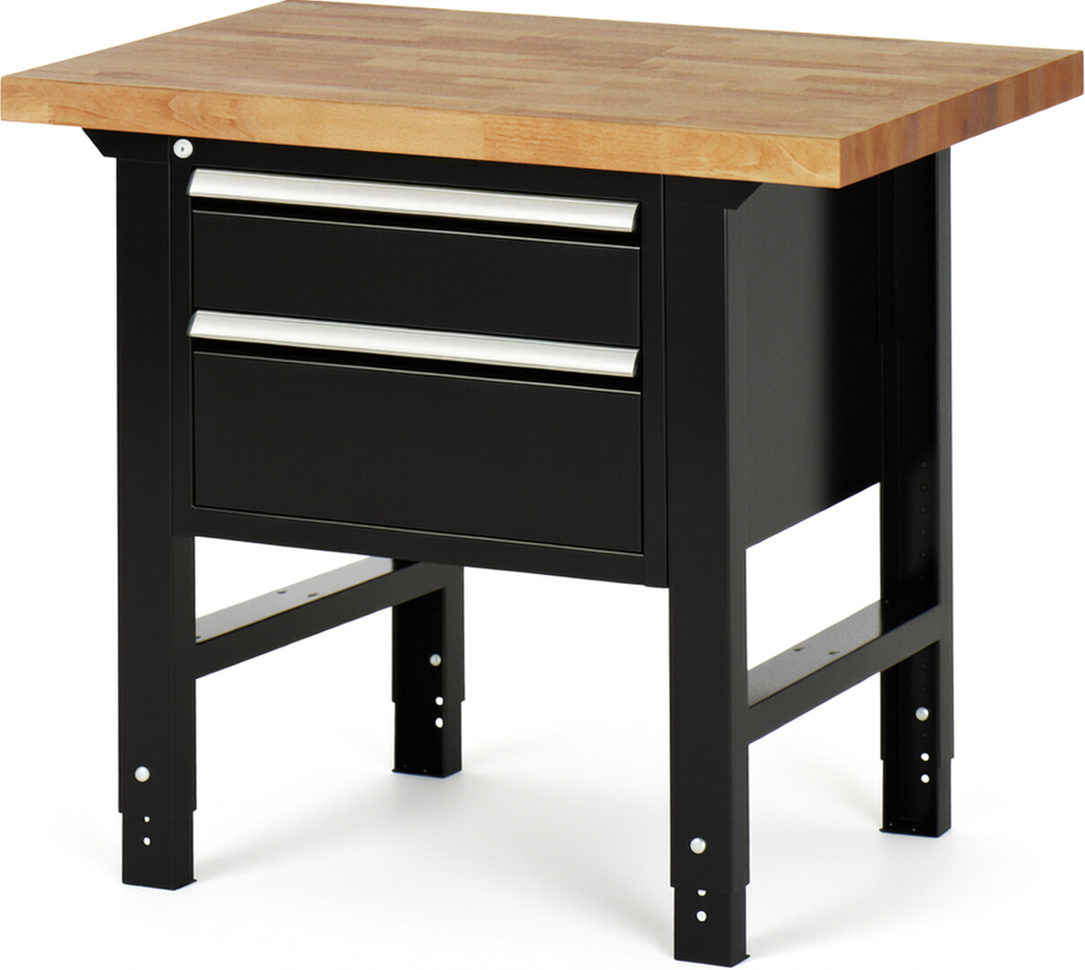 RAU Werkbank schwarz - Breite 100 cm - Tiefe 70 cm - Höhe 114 cm - Buche-Massiv Arbeitsplatte 40 mm