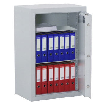 Massiver Aktentresor, Möbeltresor, Sicherheitsschrank, Safe zum Einbauen, VdS Klasse 1, Farbe lichtgrau, 2 Fachböden, 1.000 x 700 x 500 mm (BxT)
