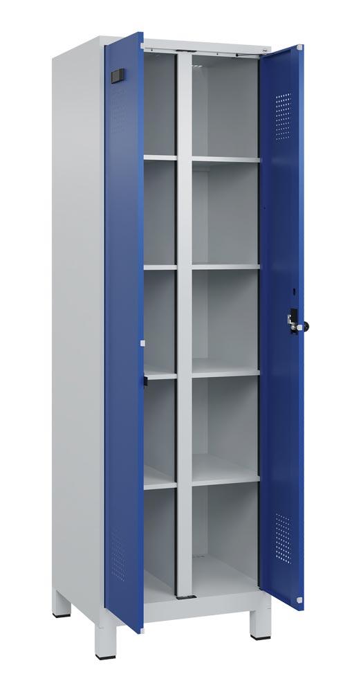 Spind, Kombischrank Premium Plus, BxTxH 600x500x1950 mm, 2 Abteile a 300 mm, mit Füßen, Drehriegel, Farbwahl