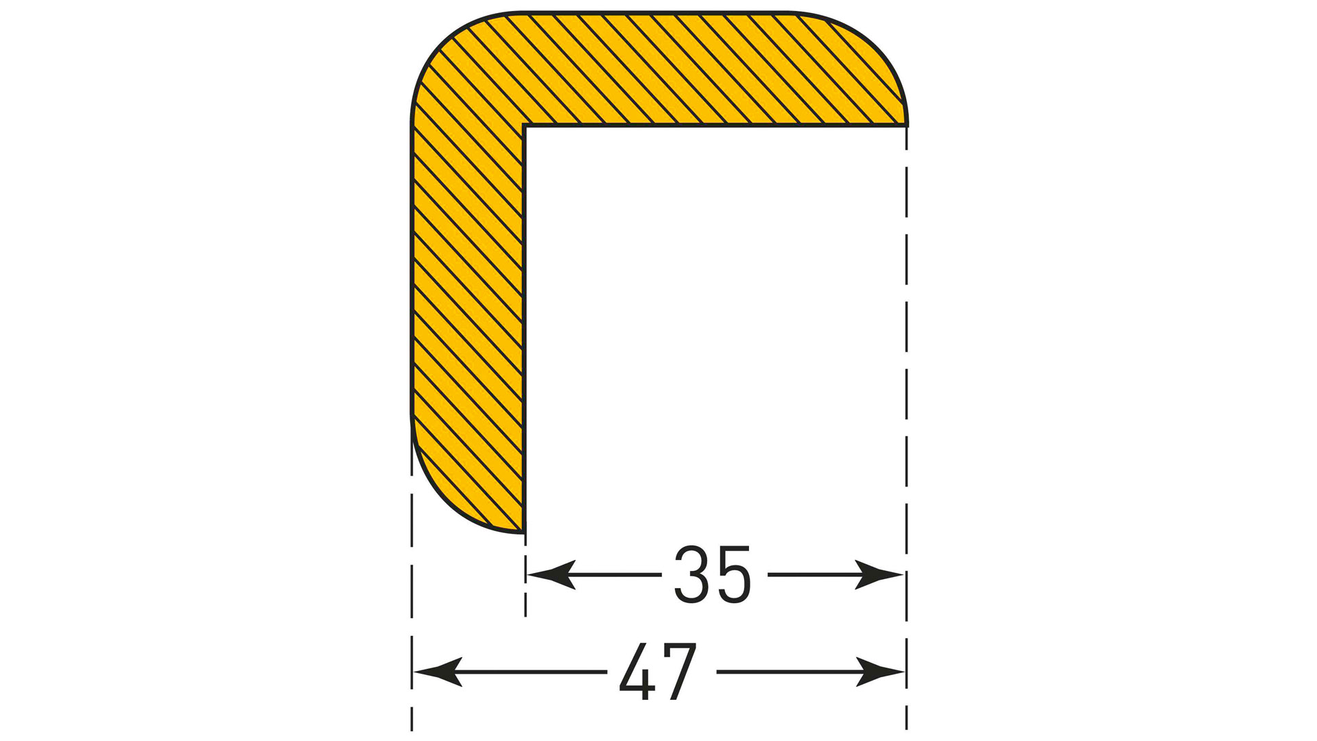 Prallschutz, Winkelform, Kantenschutz 35x47 mm, Länge 1000 mm gelb/schwarz, selbstklebend