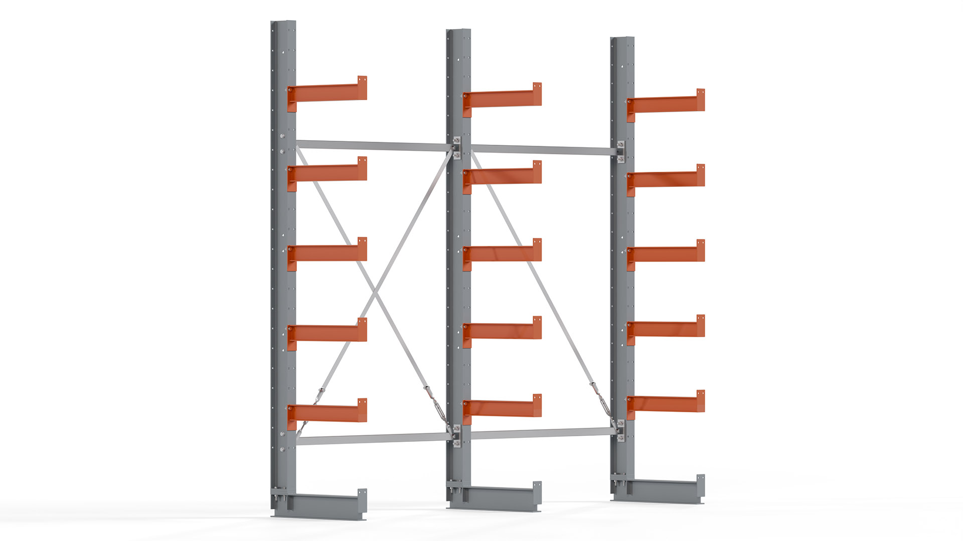 Kragarmregal KARL basic - lackiert - Breite: 256 cm - Höhe: 250 cm - Tiefe: 50 cm - Traglast je Kragarm: 870 kg - einseitig