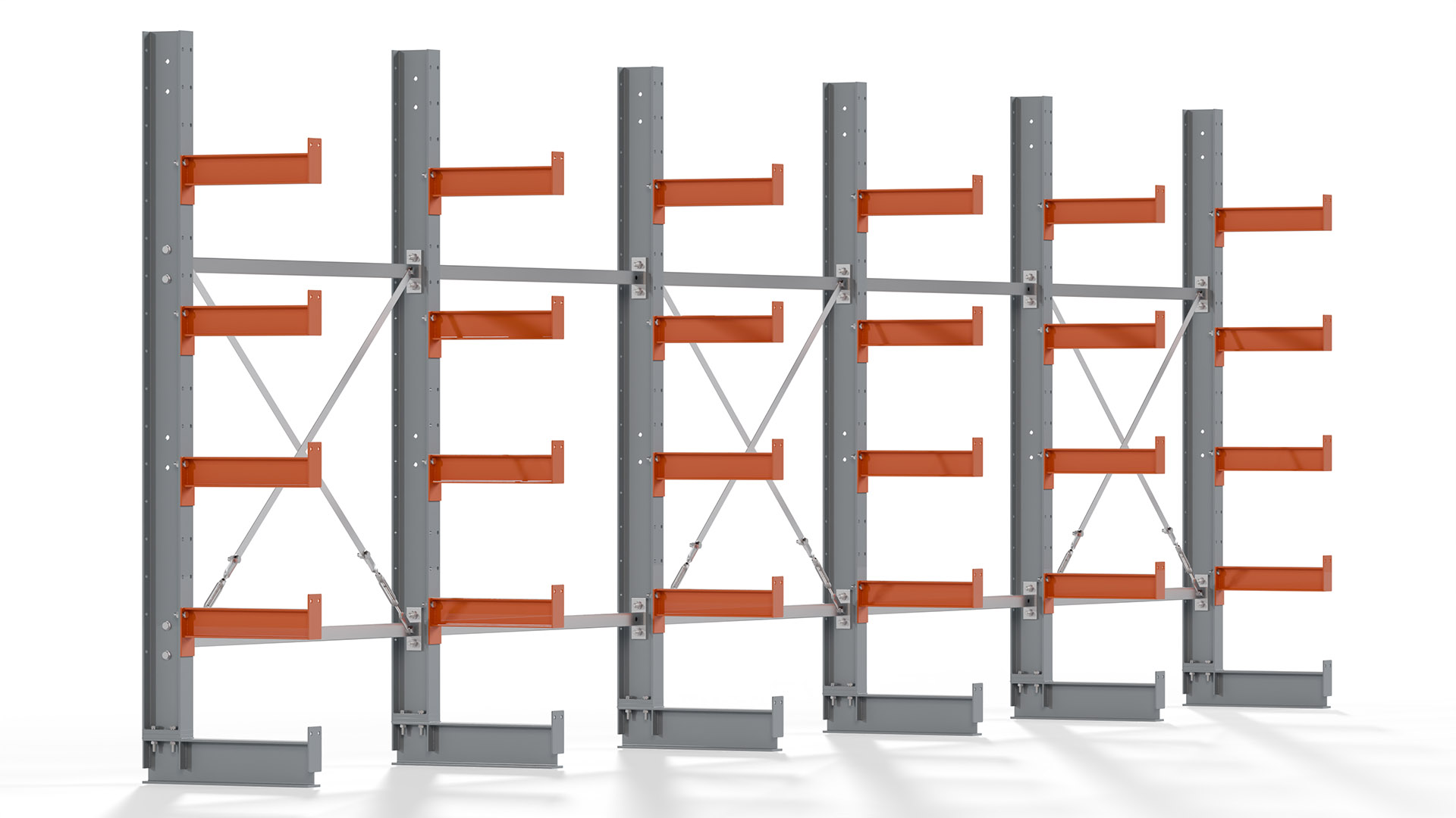 Kragarmregal KARL basic - lackiert - Breite: 640 cm - Höhe: 200 cm - Tiefe: 40 cm - Traglast je Kragarm: 1100 kg - einseitig